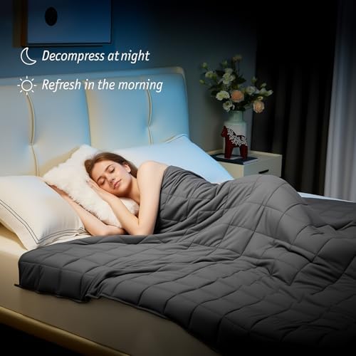 Weighted Blanket for Adults 15lbs, 48"x72", Twin Size Soft Cooling Weighted Blanket for 125-180lbs, Breathable Heavy Blanket with Glass Beads Warm Thick Blanket for Bed Sofa All Season, Dark Grey - Image 3