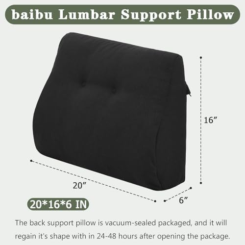 baibu Patented Dual-Layer Memory Foam Lumbar Pillow for Recliner, Black - Image 4