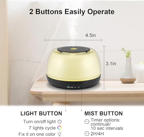 Marchred 300ML Essential Oil Diffuser - 8-Hour Aromatherapy with Remote Control, 7-Color LED Lights, 4 Timer Settings for Home - Image 5