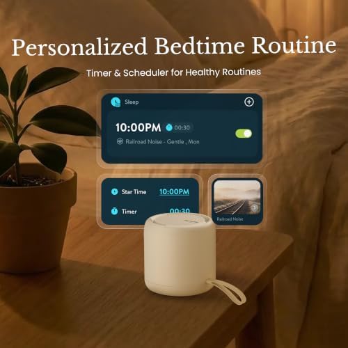 White Noise Sound Machine & Alarm Clock: Color Noises and Custom Soundscapes, App Control, Sleep Schedule, Multiple Alarms, 100 Volume Levels, Built-in Battery - Image 6