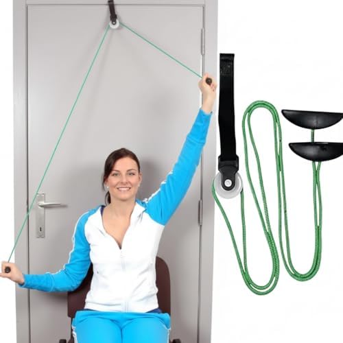 AARAM Pulley with Rope and Door Strap, Easy to Use Exercise Equipment for Frozen Shoulder and Hand/Arm Exercise Material Nylon Plastic, Smooth Action Pulley by AARAM