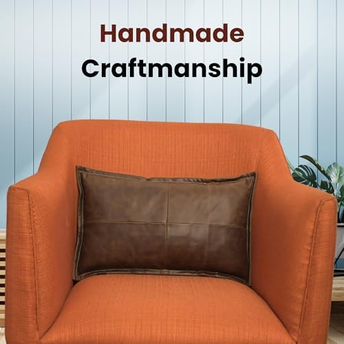 LL LEATHER LOVERS 100% Lambskin Leather Pillow Cover - Sofa Cushion Case - Decorative Throw Covers for Living Room & Bedroom, Chiku Brown Box Pack of 1-12X20 Inch - Image 3