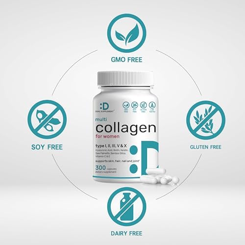 Multi Collagen Pills for Women & Men with Vitamin C, E & Biotin, 300 Capsules – Type I, II, III, V, X Hydrolyzed Collagen Peptides – 11 in 1 Formula with Saw Palmetto, Bamboo Silica, & Hyaluronic Acid - Image 3