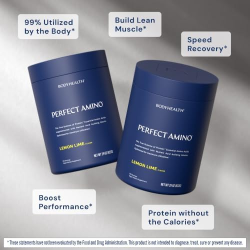 BodyHealth PerfectAmino - BCAA and EAA Powder for Pre and Post Workout - Amino Acid Energy Drink for Men and Women to Support Lean Muscle and Recovery - Lemon Lime - 120 Servings - Image 4
