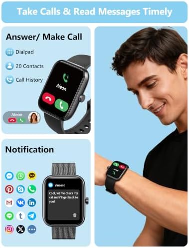 Smart Watch Men Women [2 Bands, 44mm case] 1.83" Alexa Fitness Tracker, Heart Rate, Sleep, Stress Monitor, IP68 Waterproof Smartwatch, Make/Answer Calls, Compatible with iPhone & Android Phones - Image 3