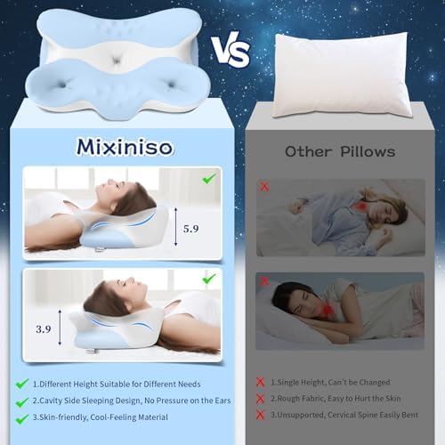 Memory Foam Cervical Pillow for Neck Pain Relief - Ergonomic Contour Pillow for Side, Back & Stomach Sleepers, Orthopedic Neck Support with Cooling Pillowcase - Image 4