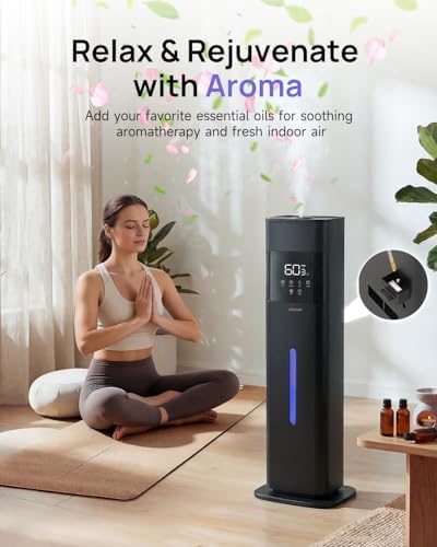 Humidifier Large Room, 2.1Gal/8L Cool Mist Humidifiers for Bedroom 500 sq ft, Humidifiers for Home with Essential Oil Diffuser, Top Fill Quiet Humidifier for Baby Nursery Office Plants, Black - Image 5