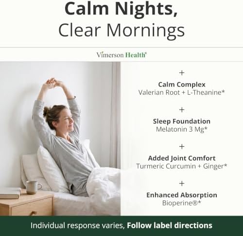 Melatonin 3mg + Valerian Root for Sleep, Daily Calm & Stress Relief Support – Natural Sleep Aid: Organic Turmeric Melatonin Valerian Supplement with L-Theanine, Ginger & Black Pepper – 60 Capsules - Image 4