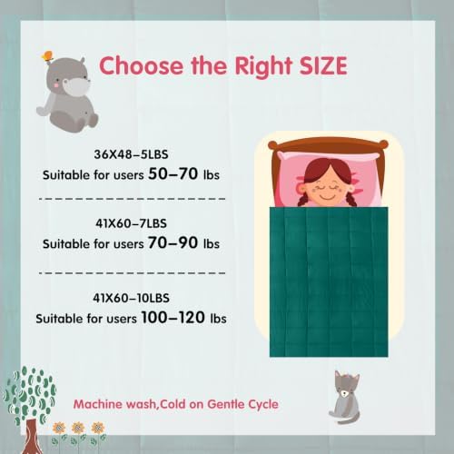 yescool Weighted Blanket (5 lbs, 36" x 48", Dark Green) Cooling Heavy Blanket, Perfect for 40-60 lbs, Breathable Throw Blanket Gifts with Premium Glass Bead, Machine Washable - Image 6