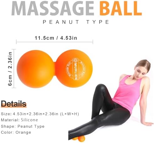 Peanut Massage Ball, Double Lacrosse Ball for Myofascial Release, Trigger Point Therapy, Muscle Relief, Acupoint Massage, Alleviating Neck, Shoulder, Back, Legs, or Muscle Tension - Orange - Image 6