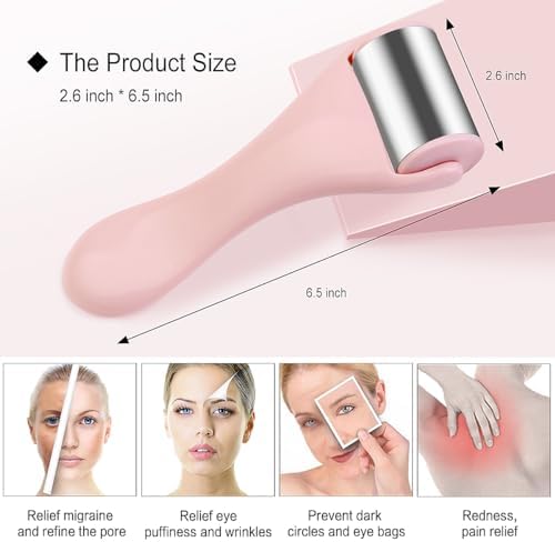 MAANGE Ice Roller for Face 1 Piece Stainless Steel Facial Roller Ice Face Roller for Puffiness,Migraine,Pain Relief and Skin Care (Pink) - Image 2