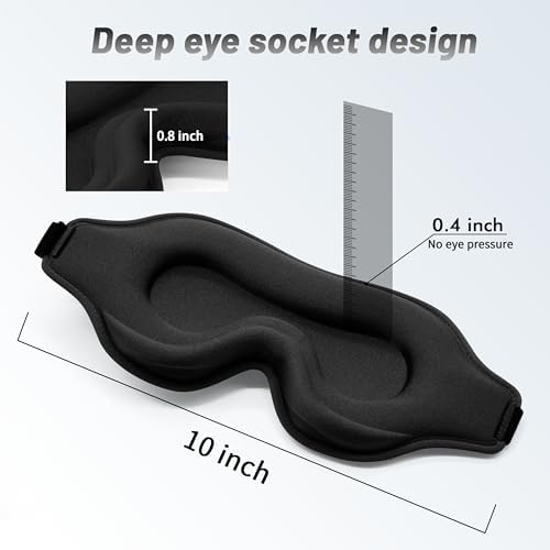 Sleep Mask for Men and Women, 3D Blackout Eye Mask for Side Sleepers, Black - Image 3