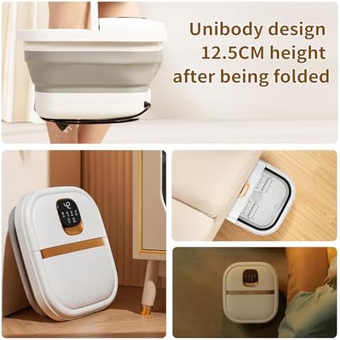 Folding Foot Spa with Heat - Collapsible Foot Bath Massager with Temp Control Touchscreen, Manual Massage Rollers, Space Saving Foot Tub, Pedicure Spa for Home, Office, Relaxation Gift for Men & Women - Image 5