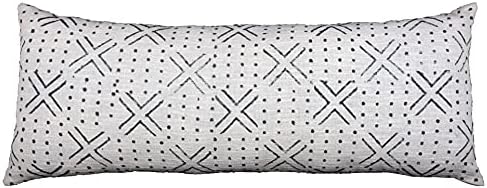 Trade Star Decorative Lumbar 14x36 Mudcloth Throw Pillow Cover 100% Cotton Bedding Pillow Cover Pillow Case Handmade Beautiful Farmhouse Geometric Cushion Case for Living Room (Ivory NOVA) by TradeStar