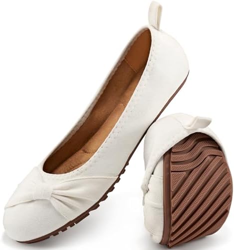 Ecetana Comfortable Ballet Flats for Women: Lightweight Cushioned Foldable Slip-On Work Shoes with Memory Foam - All Day Walking Comfort - Dressy Flats for Office Business by Ecetana