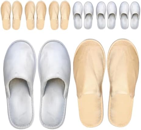 Indoor Spa Slippers 6–12 Pairs – Unisex Washable, Non-Slip Closed Toe Disposable Slippers for Guests, Bathroom, Bedroom, Hotel, House, Bride, Travel and Shoeless Home by MODLUX