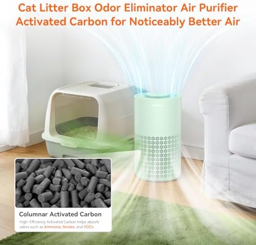 AIRROMI Air Purifier for Bedroom with HEPA 3-in-1 Filter, Pet Air Purifier for Home Cat Pee Smell, Covers Upto 990 Ft², Quiet 360°intake Air Cleaner for pet hair,allergies,Dust,Smoke A2001 Green - Image 4