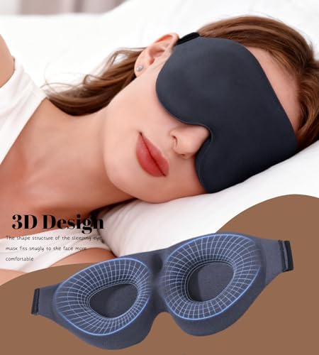 Sleep Mask for Women Men Comfortable Blockout Soft 3D Padded Eye Mask for Sleeping Side Sleeper Friendly Dark Grey - Image 2