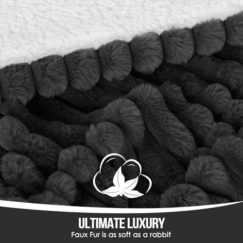 Electric Throw Blanket, Super Cozy Luxury Faux Fur & Sherpa with 5 Heating Levels & 4 Hours Auto Off, Fast Heating & Overheat Protection, 50x60 Inch Heated Throw Choice of Gift, Charcoal - Image 2