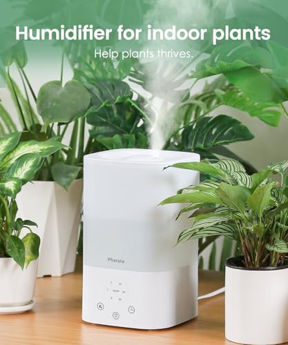 Pharata Humidifiers for Bedroom Home, 3.5L Top Fill Air Cool Mist Humidifiers for Baby Large Room Indoor Plants Nursery, Night Light, White - Image 5