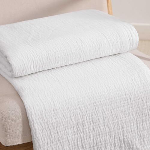 Tommy Hilfiger - Queen Cotton Blanket, Woven Running Stitched Bedding, Medium Weight Soft Blanket, Anti-Pilling & Fade Resistant, Ideal for Layering, Oeko-TEX Certified (White) - Image 4