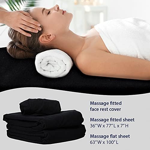 ForPro Premium Flannel 3-Piece Massage Sheet Set, Black - Image 5