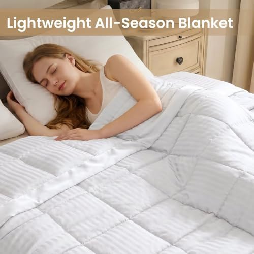 downluxe King Size Blanket with Satin Trim, Lightweight Down Alternative King Blanket for All Season, Machine Washable (Ivory, 90x108 Inch) - Image 5