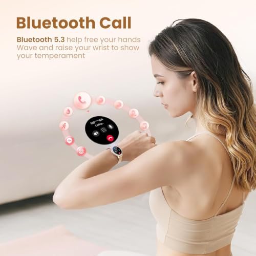 KEEPONFIT Smart Watches for Women Android/iPhone, IP68 Waterproof Fitness Tracker with Bluetooth Calls(Answer&Make), Activity Pedometer/Heart Rate/SpO2 Monitor/100+ Sports Model（Pink&Black） - Image 2