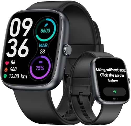 Senior Friendly Fitness Tracker, No App No Phone Required, 1.83'' Display by DAVIKO