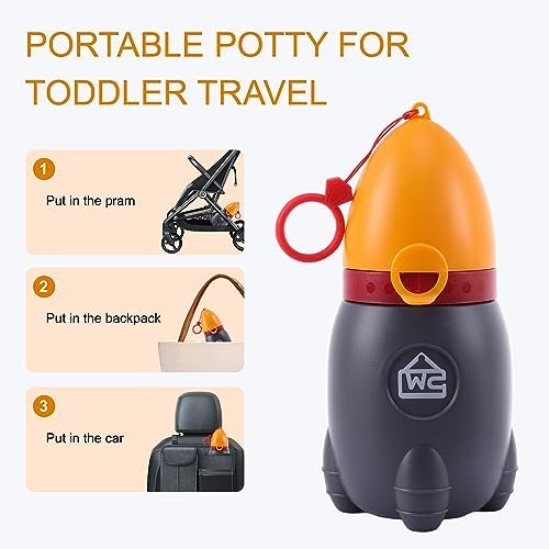 Portable Potty for Kids – Leak-Proof Rocket Travel Urinal for Boys & Girls, Lightweight Road Trip Essential for Car, Camping, Potty Training, Easy-Clean Reusable Pot(Vitality Orange) - Image 2