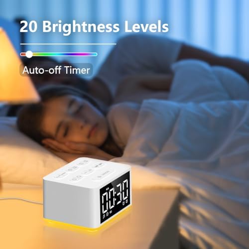 【3 in 1】 Sound Machine Dual Alarm Clock Night Light White Noise Machine 27 Sleeping Sounds for Adults Kids Precise 32 Level Volume Sleep Timer Memory Function Digital Clock with 30 Wake Up Sounds - Image 4