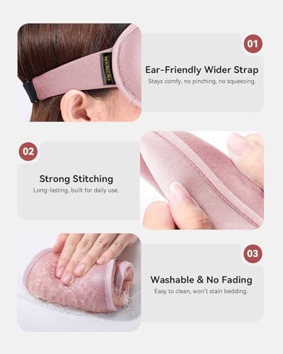 FACEMOON 3D Blackout Weighted Sleep Mask for Women, Nurse Essentials, Pink - Image 6