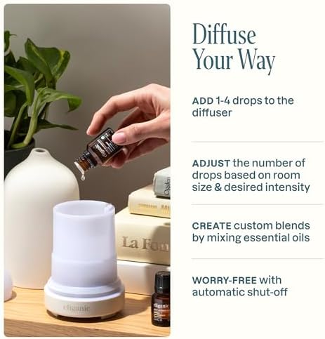 Cliganic Ceramic Diffuser (Sage), 100ml Ultrasonic for Essential Oils Aromatherapy, Home & Office - Image 5