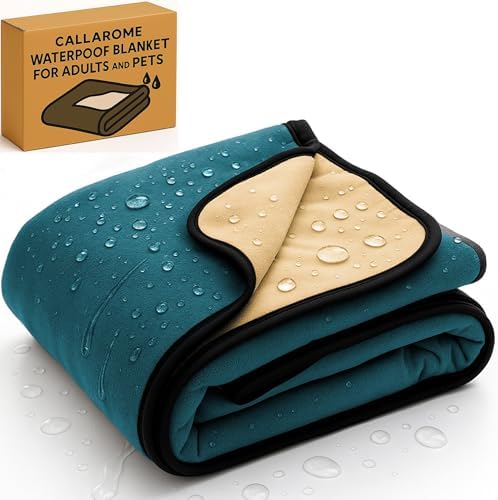 Waterproof Blanket for Bed & Couch Protection, Blue/Beige, 80"x90" by Callarome