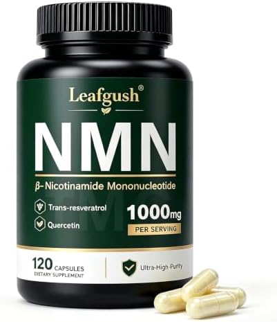 NMN Supplement, NAD+ Precursor Support 1000mg 5-in-1 Complex with 600mg Nicotinamide Mononucleotide and TMG 200mg, Trans-Resveratrol, Quercetin, CoQ10 for Cellular Energy, Antioxidant Support by Leafgush