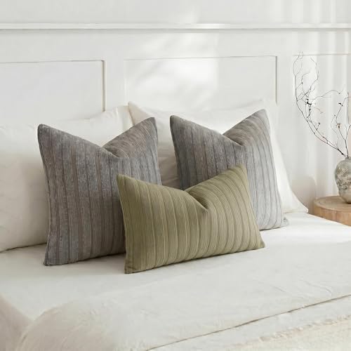 DEZENE 14x24 Olive Green Lumbar Pillow Covers Soft Striped Corduroy Spring Summer Outdoor Rectangular Throw Pillow Cases for Couch Sofa Bedroom Living Room Home Decor - Image 5
