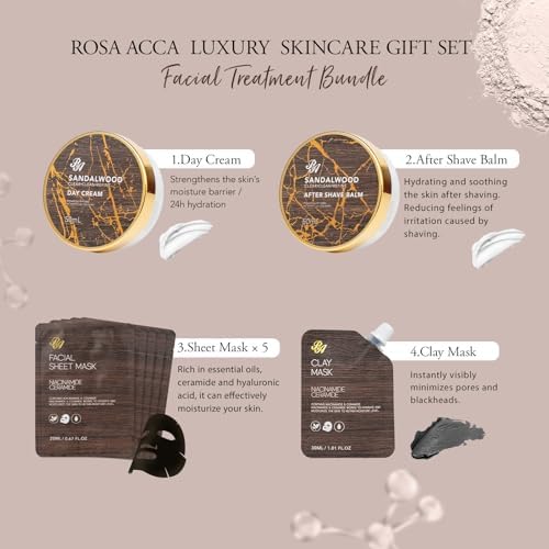 Sandalwood Beard Grooming Set For Men, 21 Pcs Facial Skin Care Set, Spa & Self-Care Gift Basket Set, Bath and Body Gift Set, Bath Bomb, Birthday, Christmas, Valentines, Father's Day Gift, Husband, Dad - Image 4