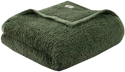 Woolrich Burlington Berber Blanket Super Soft, Cozy Lightweight Cover with Luxurious Velvet Binding, Modern Trendy All Season Bedspread Bedding-Set, Twin 66" W x 90" L Green by Unknown