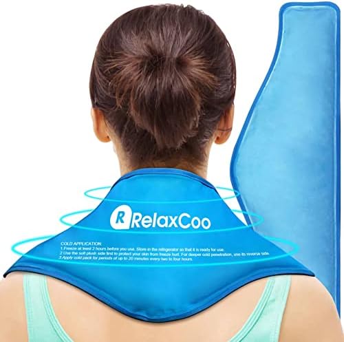 RelaxCoo Neck Ice Pack Wrap, Reusable Gel Ice Pack for Neck Shoulders, Cold Compress Therapy for Pain Relief, Injuries, Swelling, Bruises, Sprains, Inflammation and Cervical Surgery Recovery by RelaxCoo