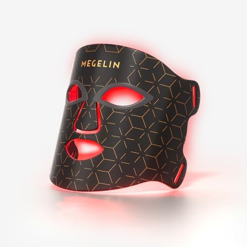 MEGELIN 7 Colors Led Light Therapy Facial Mask, Face Light Therapy Mask for Face, Reduce Wrinkles Smooth Skin, Infrared Light Skin Rejuvenation(Black) by MEGELIN