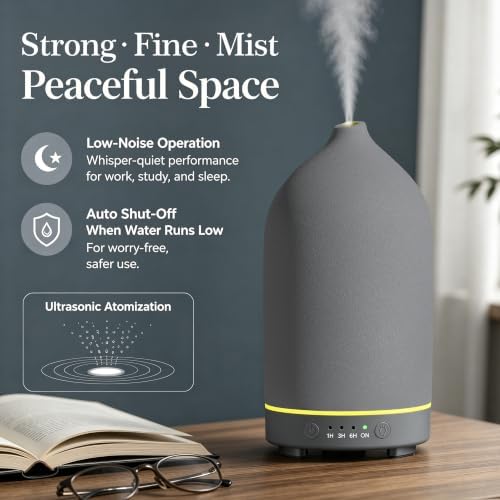 Gooamp 200ML Ceramic Essential Oil Diffuser for Home, Stone Diffuser - Image 5