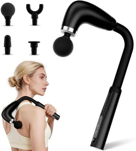 Massage Gun Deep Tissue with Extension Handle, Back Massager for Pain Relief, 4 Massage Heads & 9 Modes & 9 Levels, Percussion Handheld Muscle Massager Gun for Back,Shoulder,Legs,Thigh,Waist by Unknown