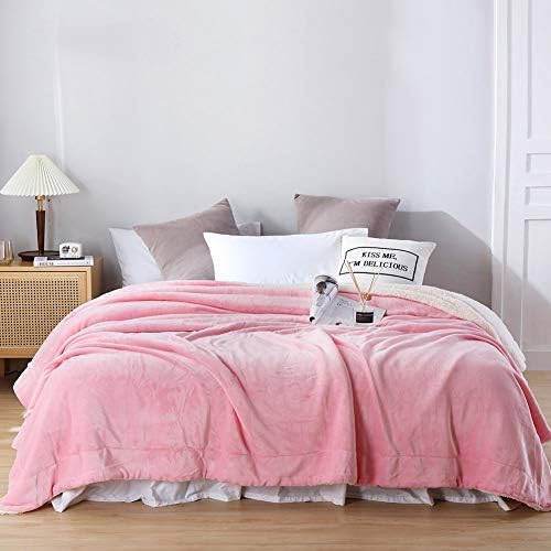 NANPIPER Flannel Blanket Reversible Sherpa Throw Blanket Super Soft Fuzzy Plush Fleece (90"x90",Pink) Queen - Image 6