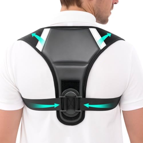 Posture Corrector for Women and Men, Adjustable Back Brace Support, Back Straightener for Rounded Shoulders and Hunchback Support, Upper Back Brace Shoulder Straightener for Neck, Shoulder and Upper Back Support, Breathable Invisible Under Clothes (Bla... by Cmipeob