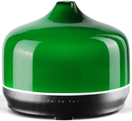 Porseme 500ml Glass Essential Oil Diffuser Aromatherapy Ultrasonic Cool Mist Humidifier 15-21 Running Hours Waterless Auto-Off Air Diffusers for Sleeping Yoga Working Spa(Hulk Green) by Porseme