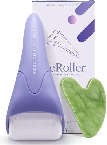ROSELYNBOUTIQUE Ice Roller for Face & Gua Sha Facial Tools for Wrinkles Fine Lines Puffiness - Facial Massager Skin Care Tools Self Care Gifts for Men Women (Purple) by ROSELYNBOUTIQUE