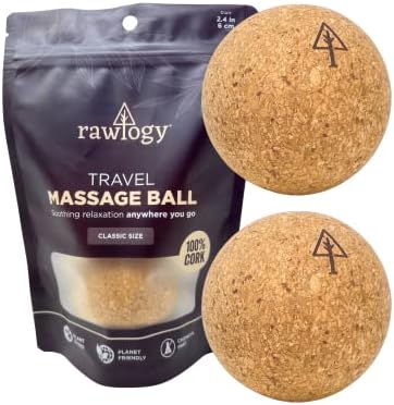 Travel Cork Massage Ball | Lightweight, Sustainable Alternative to Lacrosse Ball for Muscle Pain Relief (2.5 Inch (Pack of 2), Sanded Cork) by Rawlogy%C2%AE