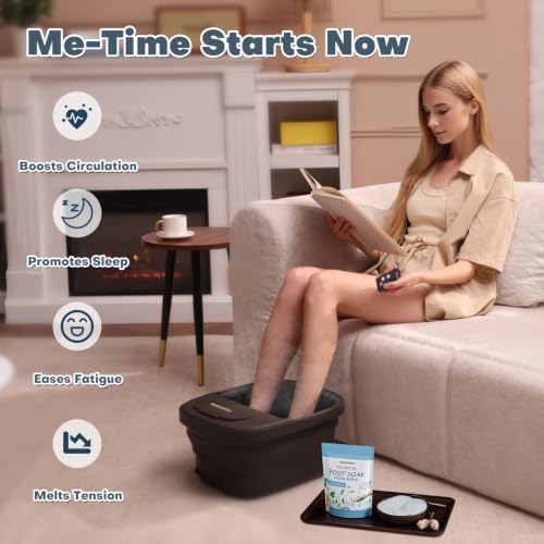 Collapsible Foot Spa Bath Massager with Heat, Remote, Temperature Control, Timer, Foot Soaking Tub with Pedicure Kit, Pedicure Foot Spa with Tea Tree Oil Epsom Salt for Home Relaxation - Image 3