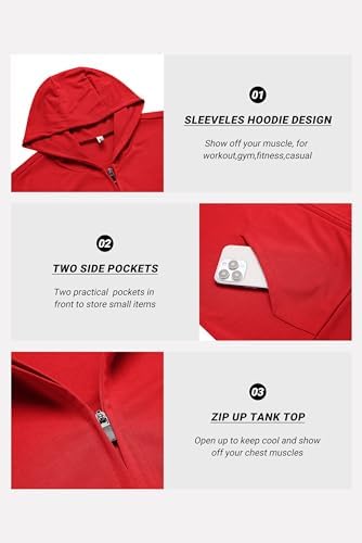 COOFANDY Men's Workout Hooded Tank Tops 2 Pack Zip Up Sleeveless Gym Shirts Muscle Cut Off T Shirt Bodybuilding Hoodies - Image 5