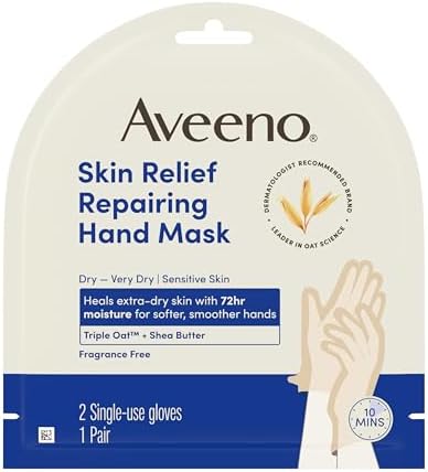 Aveeno Skin Relief Repairing Hand Mask, Fragrance-Free, 1 Pair - Image 3